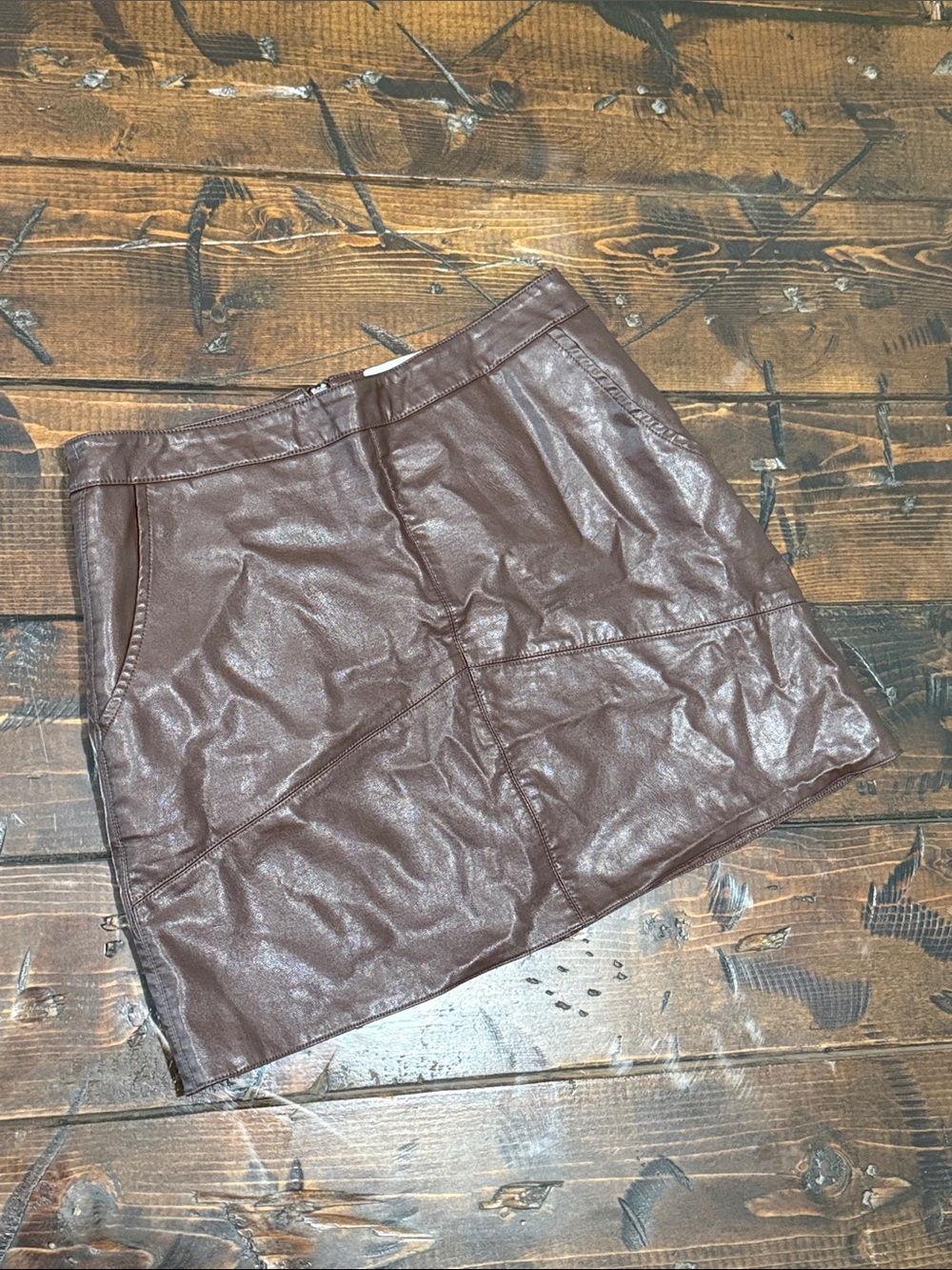 Francesca's Collections Brown Faux Leather Mini Skirt